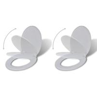 VidaXL Toiletbrillen met soft-close deksels 2 st kunststof wit - thumbnail