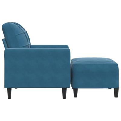Fauteuil met voetenbank 60 cm fluweel blauw