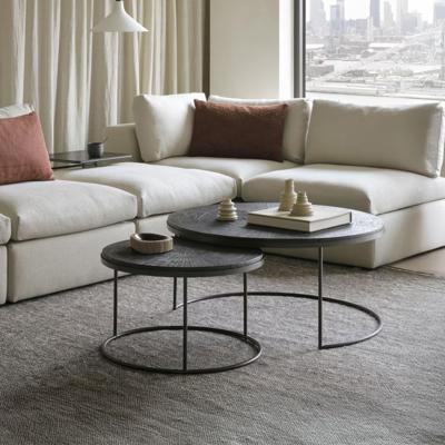 Ethnicraft Ronde Salontafel 'Nesting' Minerals, Set van 2 stuks, kleur Slice Umber