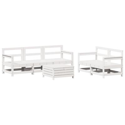 6-delige Loungeset massief grenenhout wit - thumbnail