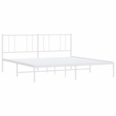 Bedframe met hoofdbord metaal wit 200x200 cm - thumbnail