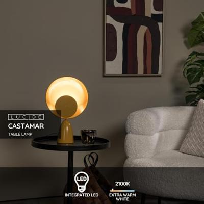 Lucide CASTAMAR - Tafellamp - Ø 25,5 cm - LED - 1x8W 2100K - Okergeel