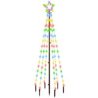 VidaXL Kerstboom met grondpin 108 led&apos;s meerkleurig 180 cm - thumbnail