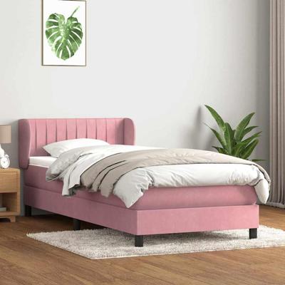 Boxspring met matras fluweel roze 90x210 cm