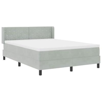 Boxspringbed met Matras Zwart 100x200 cm Fluweel Lichtgrijs