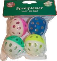 Kattenspeelgoed blisterpak a 4 bal met bel zwaar model Speelplezier-kat Gebr. de Boon - Gebr de boon - thumbnail