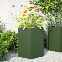 VidaXL Plantenbakken 2 st zeshoek 46x40x45 cm staal olijfgroen - thumbnail