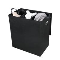 Niceey wasmand 3 vakken met uitneembare zakken 120L - zwart - thumbnail