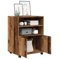 Rolkast 60x48x81 cm bewerkt hout oud houtkleurig - thumbnail