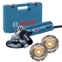BOSCH PROFESIONNAL 800W haakse slijper - 125 mm + 2 diamantschijven + box - thumbnail