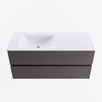 MONDIAZ VICA 110cm badmeubel onderkast Dark Grey 2 lades. Wastafel CLOUD links 1 kraangat, kleur Talc. - thumbnail