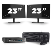 HP EliteDesk 800 G2 USFF - Intel Core i7-6e Generatie - 16GB RAM - 256GB SSD - Windows 11 + 2x 23 inch Monitor - thumbnail