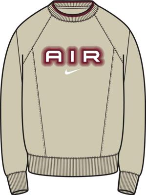Nike Sportswear Air Fleece Crew Sweater Heren Light Khaki L Nike Sportswear Air Fleece Crew Sweater Heren Light Khaki L