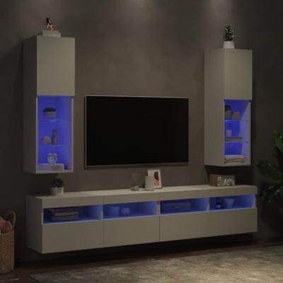 Tv-meubels met LED-verlichting 2 st 30,5x30x102 cm wit