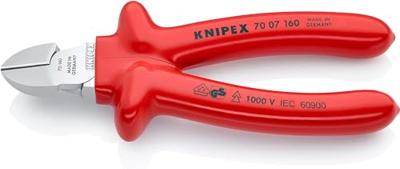 Knipex zijsnijtang verchroomd dompelisolatie, vde-getest 160 mm - 7007160 Knipex zijsnijtang verchroomd dompelisolatie, vde-getest 160 mm - 7007160