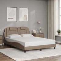 Bedframe met LED-verlichting kunstleer cappuccino 140x190 cm - thumbnail