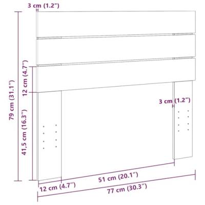 Hoofdbord 75 cm massief hout eiken - thumbnail