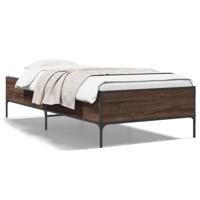 Bedframe bewerkt hout en metaal bruin eikenkleurig 90x200 cm - thumbnail