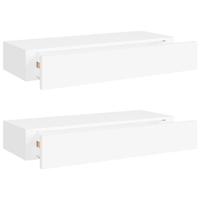 Wandschappen 2 st met lade 60x23,5x10 cm MDF wit - thumbnail