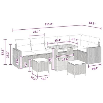 Tuinbankenset 9 pcs Zwart poly rattan