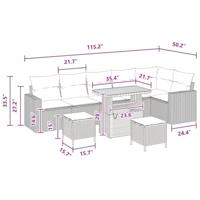 Tuinbankenset 9 pcs Zwart poly rattan - thumbnail