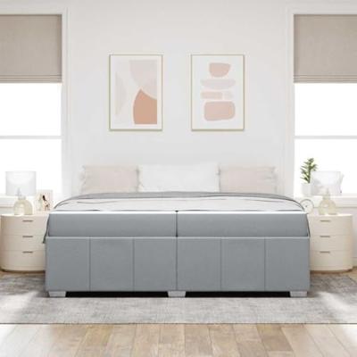 Bedframe met matras Lichtgrijs 200 x 200 cm Stof