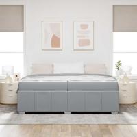 Bedframe met matras Lichtgrijs 200 x 200 cm Stof - thumbnail