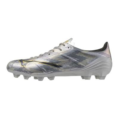 Mizuno Alpha II Pro Gras Voetbalschoenen (FG) Zilver Grijs Goud