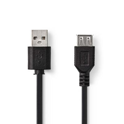 USB naar USB verlengkabel - USB2.0 - tot 2A / zwart - 1 meter