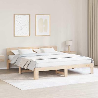 Bedframe met hoofdeinde Bruin 180 x 200 cm Massief grenenhout