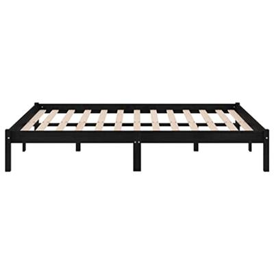 Bedframe massief hout zwart 135x190 cm