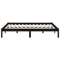 Bedframe massief grenenhout zwart 200x200 cm - thumbnail