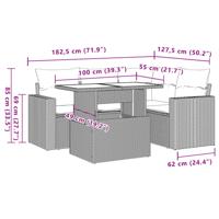 5-delige Loungeset met kussens poly rattan grijs - thumbnail