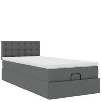 Bed poef met matras en LED's 180x200 cm stof donkergrijs - thumbnail