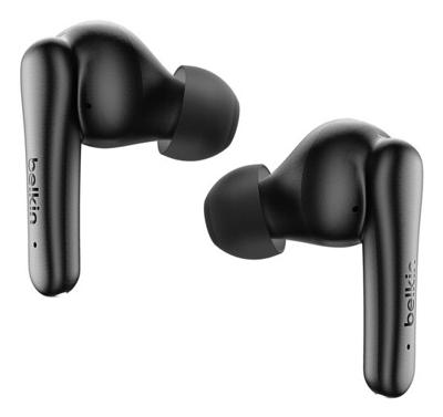 Belkin SoundForm Rhythm Oordopjes Draadloos, Oortjes met microfoon, snelladen via USB-C, 28 uur batterijduur, Waterdicht (IPX5), Bluetooth Earbuds voor o.a. iPhone, iPad, Galaxy, Pixel - Zwart