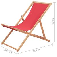 Strandstoel inklapbaar stof en houten frame rood - thumbnail