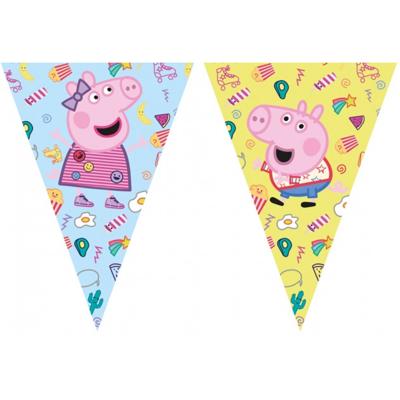 Vlaggenlijn Peppa Pig en George blauw geel Vlaggenlijn Peppa Pig en George blauw geel