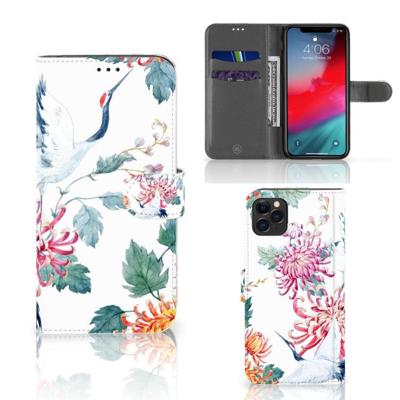 Apple iPhone 11 Pro Max | Telefoonhoesje | Met pasjeshouder | Bird Flowers