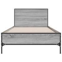 Bedframe bewerkt hout en metaal grijs sonoma eiken 100x200 cm - thumbnail