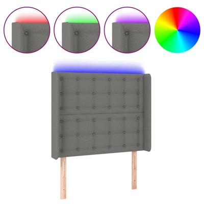 Hoofdbord LED 83x16x118/128 cm stof donkergrijs - thumbnail