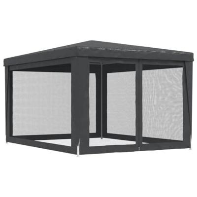 Partytent met 4 mesh zijwanden 3x4 m HDPE antracietkleurig - thumbnail