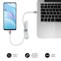 SUBBLIM Optimus USB-C naar USB-C kabel, 60 W, 1 m, gevlochten nylon, wit - thumbnail