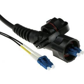 ACT 10 meter singlemode 9/125 OS2 duplex fiber patch kabel met LC en IP67 LC connectoren