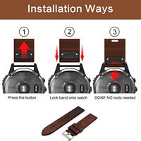 By Qubix - Leren bandje - Zwart - Compatible met Garmin Fenix 7X / 6X / 5X - Compatible Garmin bandje - thumbnail