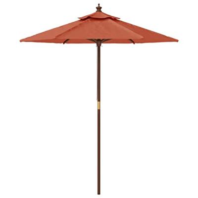 VidaXL Parasol met houten paal 196x231 cm terracottakleurig