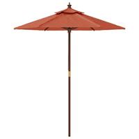 VidaXL Parasol met houten paal 196x231 cm terracottakleurig - thumbnail