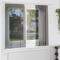 VidaXL Gordijnen voile met roedezakken 2 st zwart - thumbnail