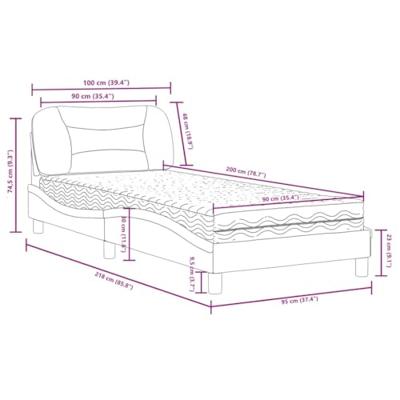 Bed met matras kunstleer zwart en wit 90x200 cm