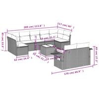 10-delige Loungeset met kussens poly rattan beige - thumbnail