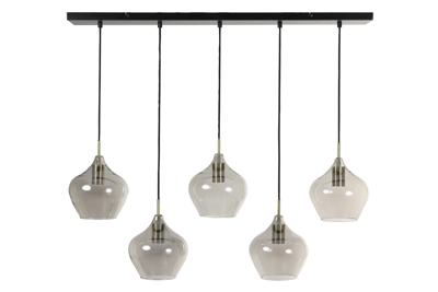 Light & Living Hanglamp 'Rakel' 5-Lamps, kleur Antiek Brons / Smoke Light & Living Hanglamp 'Rakel' 5-Lamps, kleur Antiek Brons / Smoke